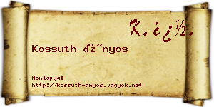 Kossuth Ányos névjegykártya